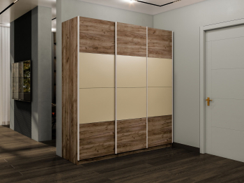 Шкаф-купе Эста 3-х дверный ДСП/Стекла фисташка/Доводчик 240х66х240