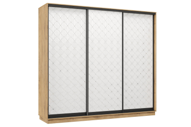 Шкаф-купе Премьер 36  (01РБ;01РБ;01РБ) фасады ромб белый/трёхдверный/Профиль чёрный муар