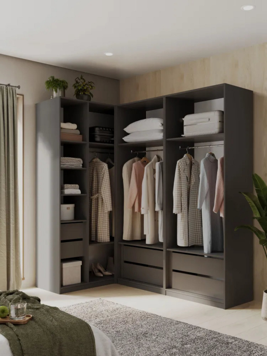 Угловые шкафы, Угловой шкаф для одежды распашной с ящиками София 2200х2100х1300 мм