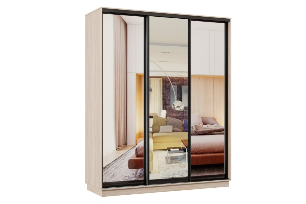 Шкафы-купе 3-х дверные, Шкаф-купе Премьер 31 ясень шимо светлый