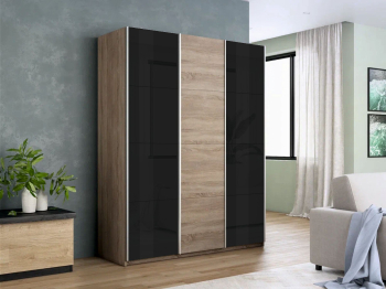 Шкаф-купе Прайм 3-х дверный Стекла черные/ДСП/Доводчики 210х57х230