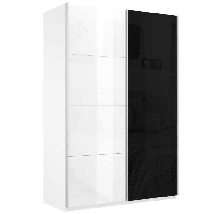 Шкафы-купе 2-х дверные, Шкаф Эста дуо Стекло белое/Стекло черное 2400 х 1800 х 660