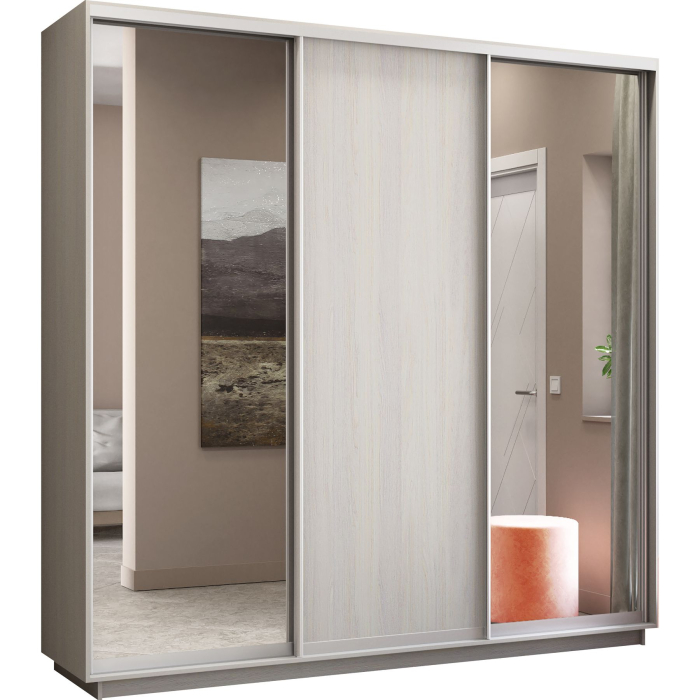 Шкафы-купе 3-х дверные, Шкаф-купе Экспресс Медиум (2 зеркала) трио 2400 x 2400 x 450