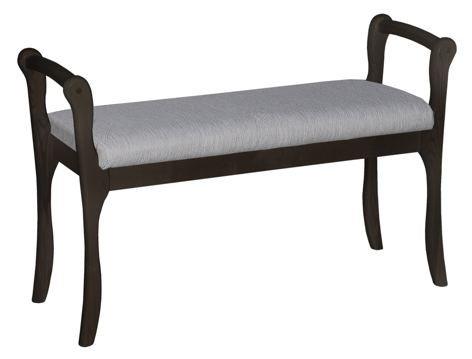 Стулья, Скамья для прихожей с подлокотниками мягкая, ткань серый, каркас венге