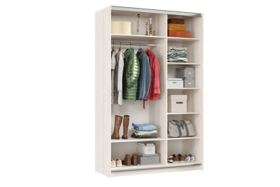 Шкаф-купе Smart 1422 2х дверный (фасады ЛДСП/зеркало) профиль серебро