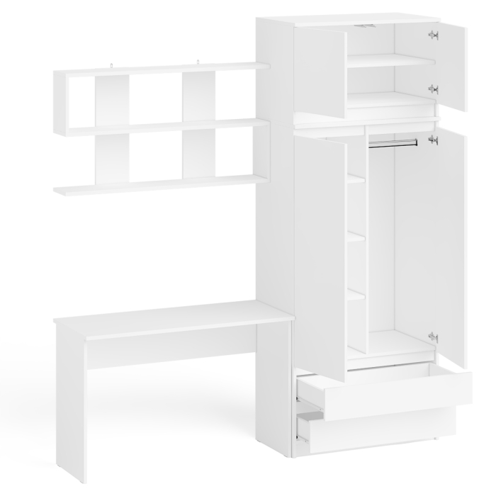 Домашние кабинеты, Рабочий стол Мори МСП-1200 с навесной полкой и шкафом с антресолью