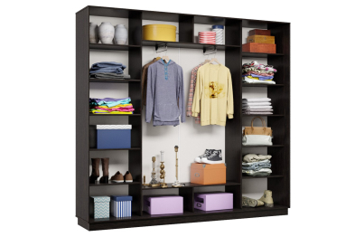 Шкаф-купе Премьер 59 (01ЗГ;01ЗГ;01ЗГ) фасады зеркало графит/трёхдверный/Профиль чёрный муар