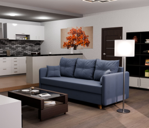 Прямой диван Лотос,еврокнижка,велюр