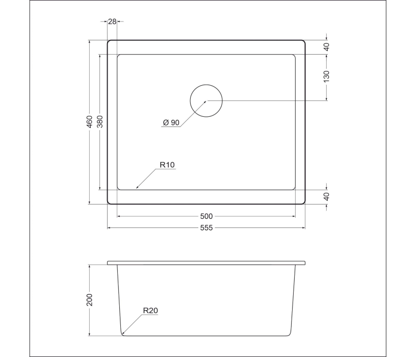 Кухонные мойки, Гранитная мойка EMQ-1555.P