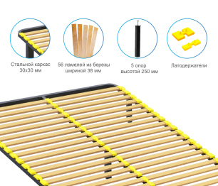 Ортопедическое основание 120х190 см с узкой ламелью