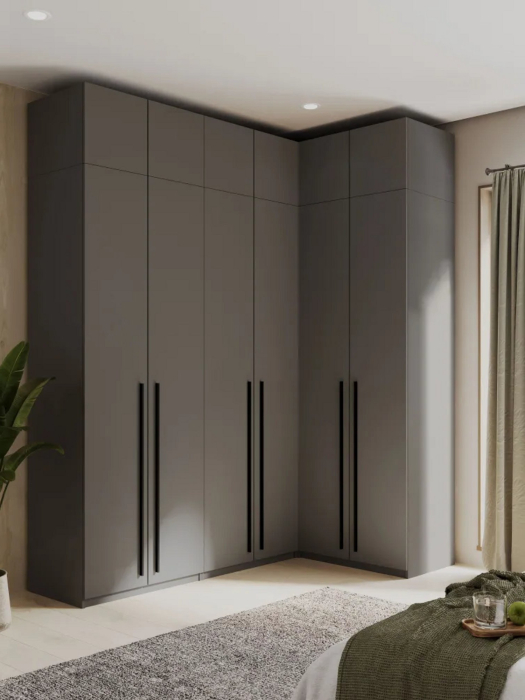 Шкафы, Угловой шкаф для одежды распашной с ящиками и антресолью, София, 2600х2100х1300мм