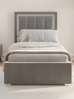 Мягкая кровать, Кровать Валенсия односпальная с ПМ 90х200 см велюр, серебро