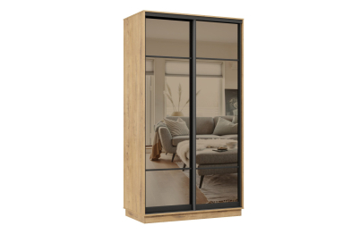 Шкаф-купе Премьер МИНИ 01 (11ЗБ;11ЗБ) фасады зеркало бронза/двухдверный/Профиль чёрный муар