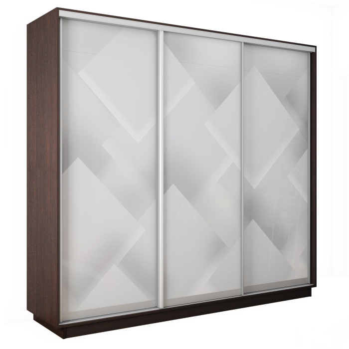Шкафы-купе 3-х дверные, Шкаф-купе Экспресс 3-х дверный Фотопечать Квадрат Стекла 240х60х220