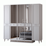 Шкафы распашные, Шкаф в спальню 5-ти дверный Валенсия (серебро)