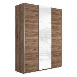 Шкаф-купе Прайм 3-х дверный ДСП/Стекло белое/Доводчики 210х57х230