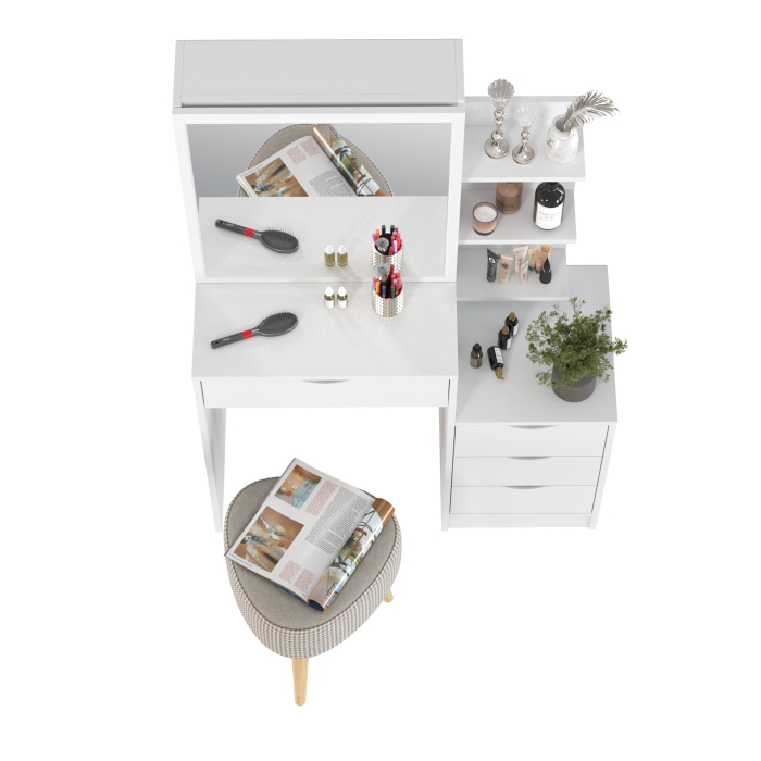 С зеркалом, Туалетный столик с зеркалом 4-25911 и банкетка Ева