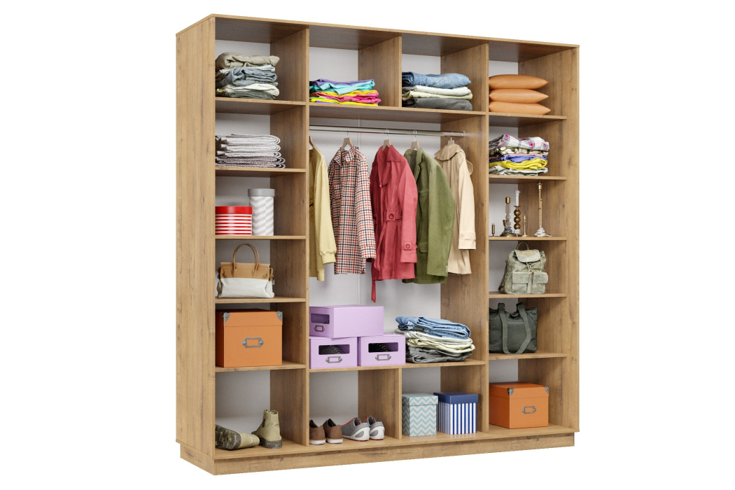 Шкафы-купе 3-х дверные, Шкаф-купе Премьер 34 (11ЗГ;11ЗГ;11ЗГ) фасады зеркало графит/трёхдверный/Профиль чёрный муар