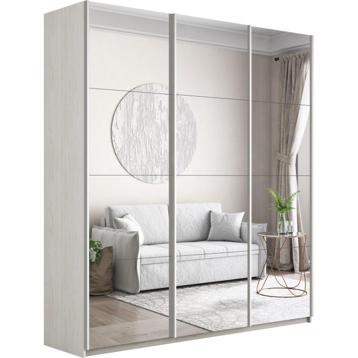 Шкафы-купе 3-х дверные, Шкаф-купе Прайм 3-х дверный Зеркала/Доводчики 180х57х230