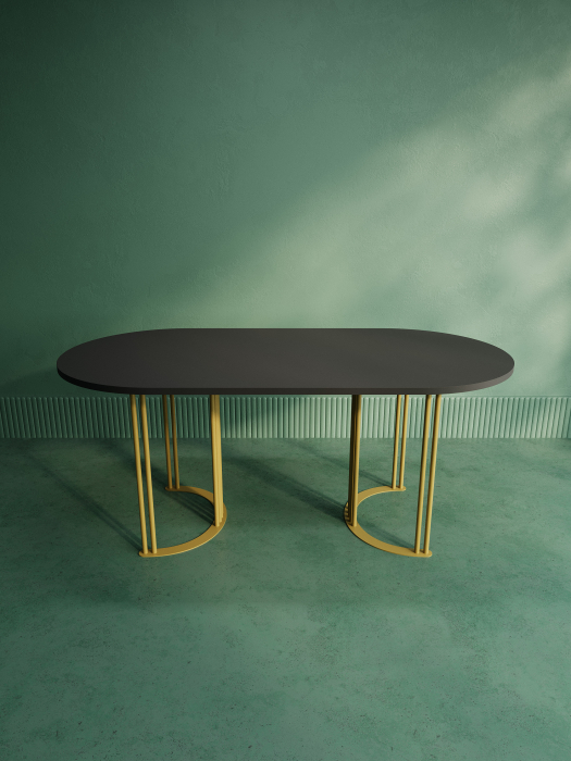 Обеденные столы, Стол овальный обеденный с золотым металлическим подстольем VIOLUR 180