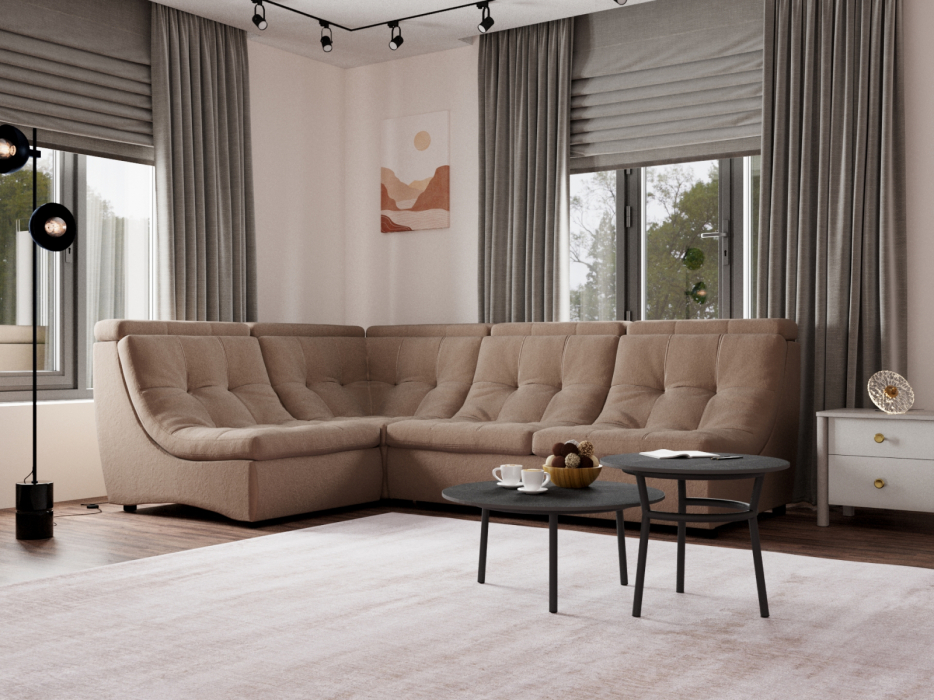 Диваны угловые в гостиную, Угловой Диван Монако-3 ППУ, велюр