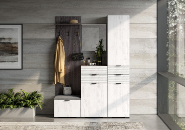 Вешалка Шаде В-3406, черный ясень, санторини белый, ткань simple 27