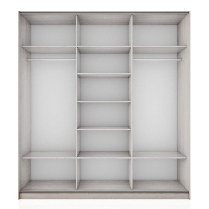 Шкафы-купе 3-х дверные, Шкаф-купе Широкий Прайм 3-х дверный ДСП/Стекло белое/Доводчики 240х57х230