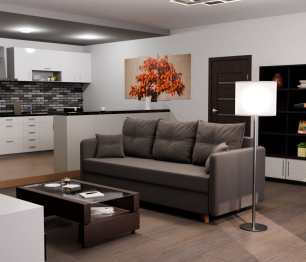 Прямой диван Лотос,еврокнижка,велюр