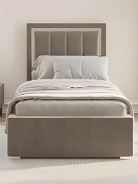 Кровать Валенсия односпальная с ПМ 90х200 см велюр, серебро