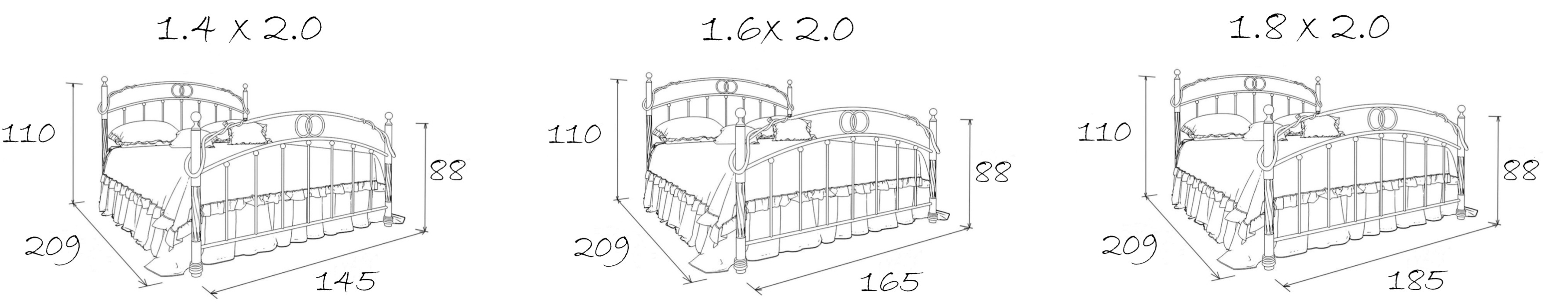 Кованые кровати, Кованая кровать Симона 1.8 с двумя спинками