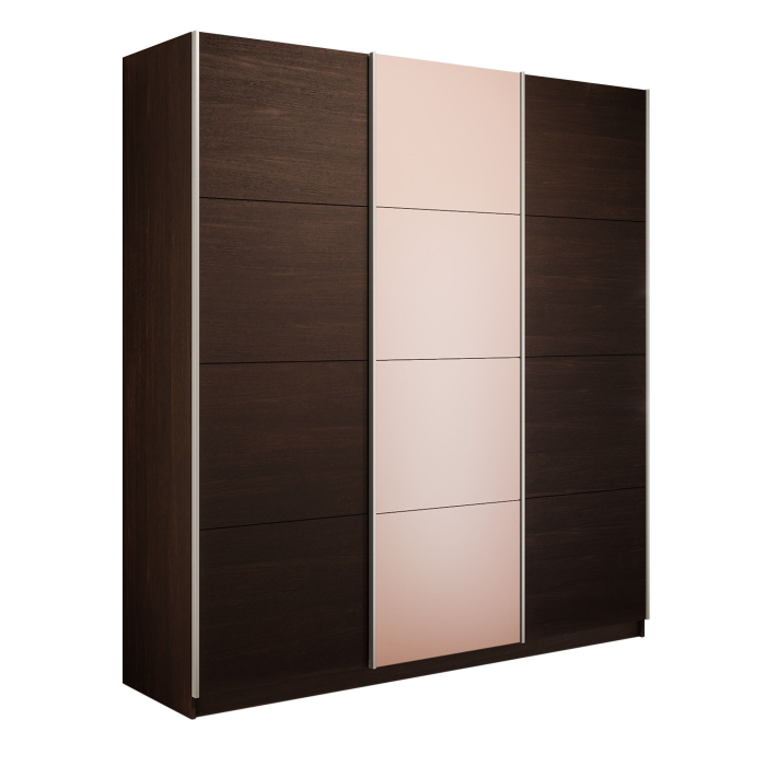 Шкафы-купе 3-х дверные, Шкаф-купе Прайм 3-х дверный Стекла пудра/ДСП/Доводчики 210х57х230