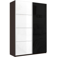 Шкафы-купе 2-х дверные, Шкаф-купе Прайм 2х дверный Белый Глянец/Стекло черное 120х57х230