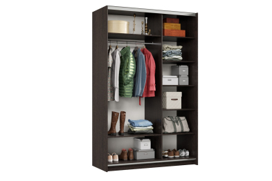 Шкаф-купе Smart 1422 2х дверный (фасады ЛДСП,зеркало) профиль серебро