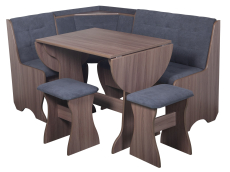 Кухонные уголки, Кухонный уголок Стиль 1Л (со столом СТ-2У) Ясень шимо темный / велюр