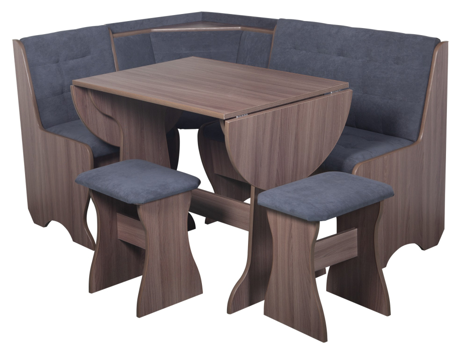 Кухонные уголки, Кухонный уголок Стиль 1Л (со столом СТ-2У) Ясень шимо темный / велюр