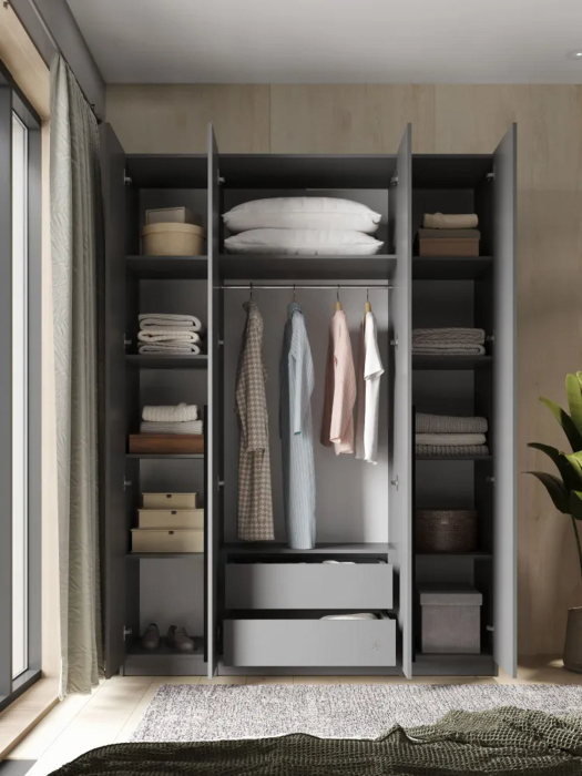 Шкафы, Шкаф для одежды распашной с ящиками 4-х дверный, София, 2200х1600х520 мм