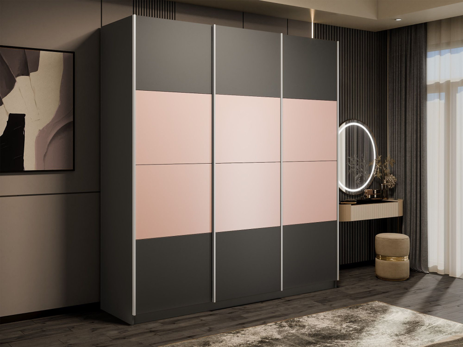 Шкафы-купе 3-х дверные, Шкаф-купе Эста 3-х дверный ДСП/Стекла пудра/Доводчик 270х66х240