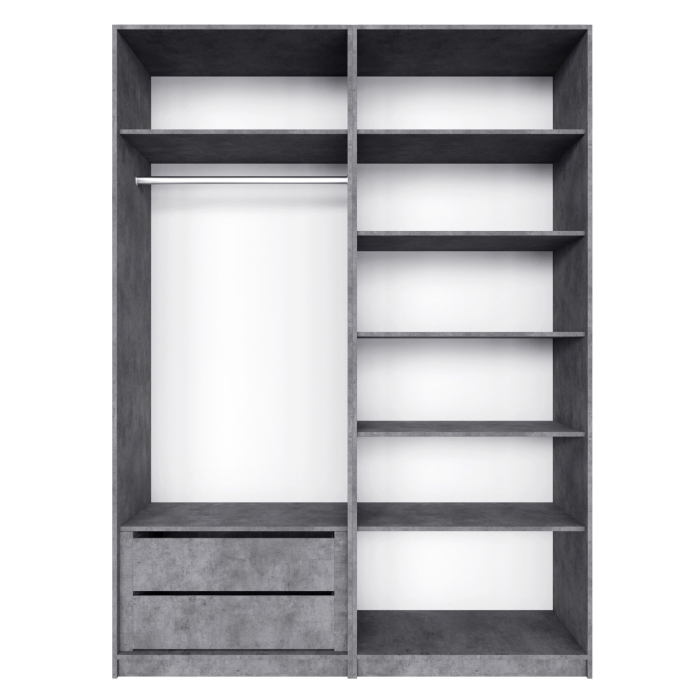 Шкафы распашные, Распашной шкаф Локер 800+800 (Гармошка с системой Push to Move/Левый) с полками и ящиками справа