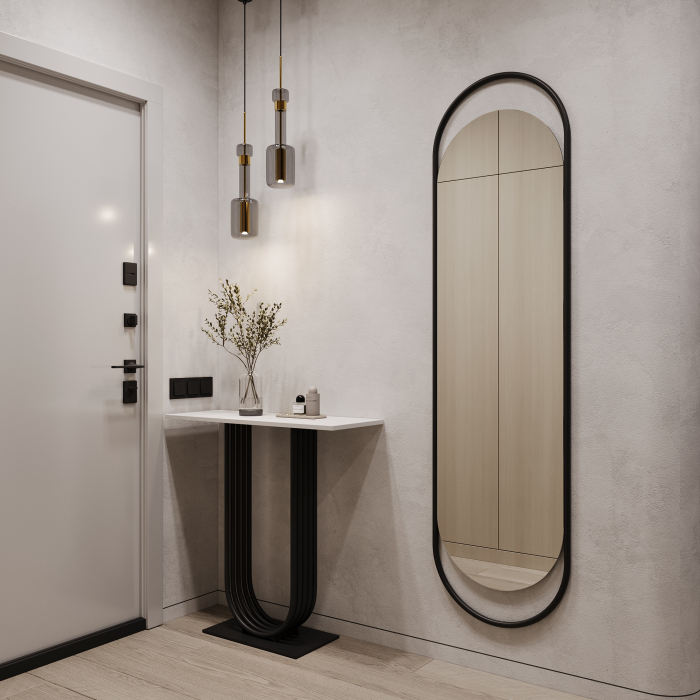 Зеркала в спальню, Дизайнерское настенное зеркало GENGLASS Evelix L в металлической раме