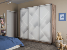 Шкафы-купе 3-х дверные, Шкаф-купе Экспресс 3-х дверный Фотопечать Квадрат Стекла 240х60х240