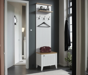 Тумба с вешалкой Монтана СБ-3552 Белый Альпийский,Дуб Гамильтон/МДФ Дуб Белый