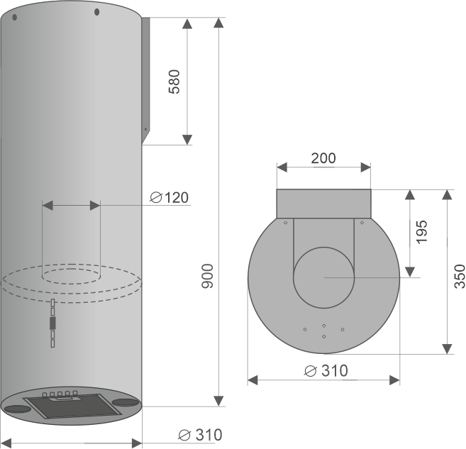 Вытяжки, Кухонная вытяжка Konigin Ester Inox/Black Glass 31