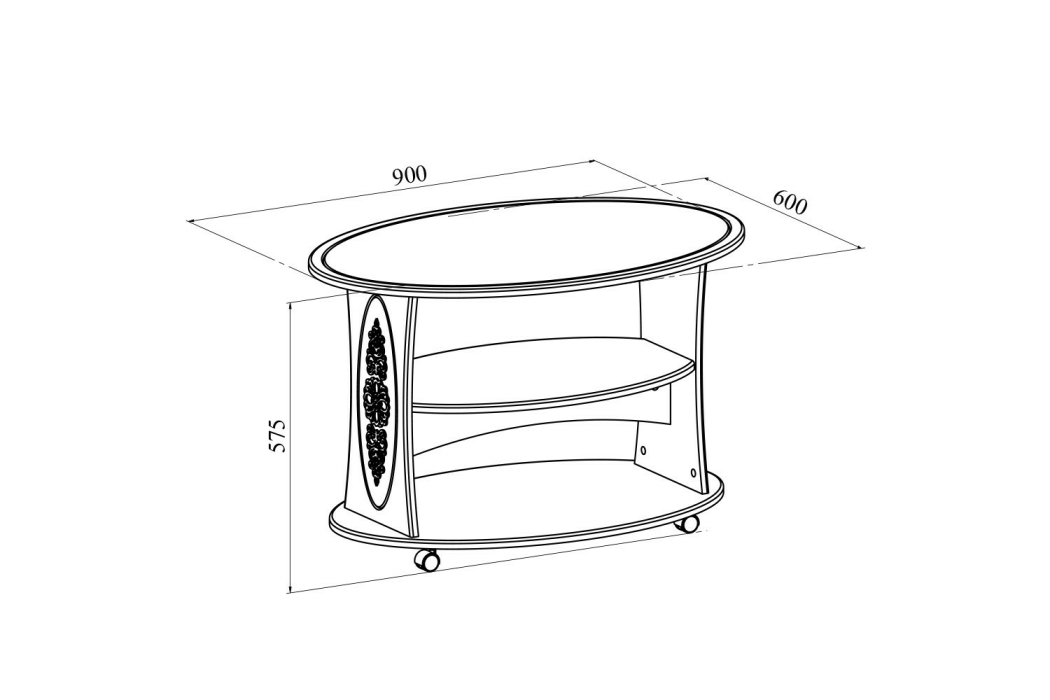 Журнальные столики на колесах, Стол журнальный Ассоль плюс АС-17