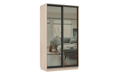 Шкафы-купе 2-х дверные, Шкаф-купе Премьер МИНИ 01 (11ЗГ;11ЗГ) фасады зеркало графит/двухдверный/Профиль чёрный муар