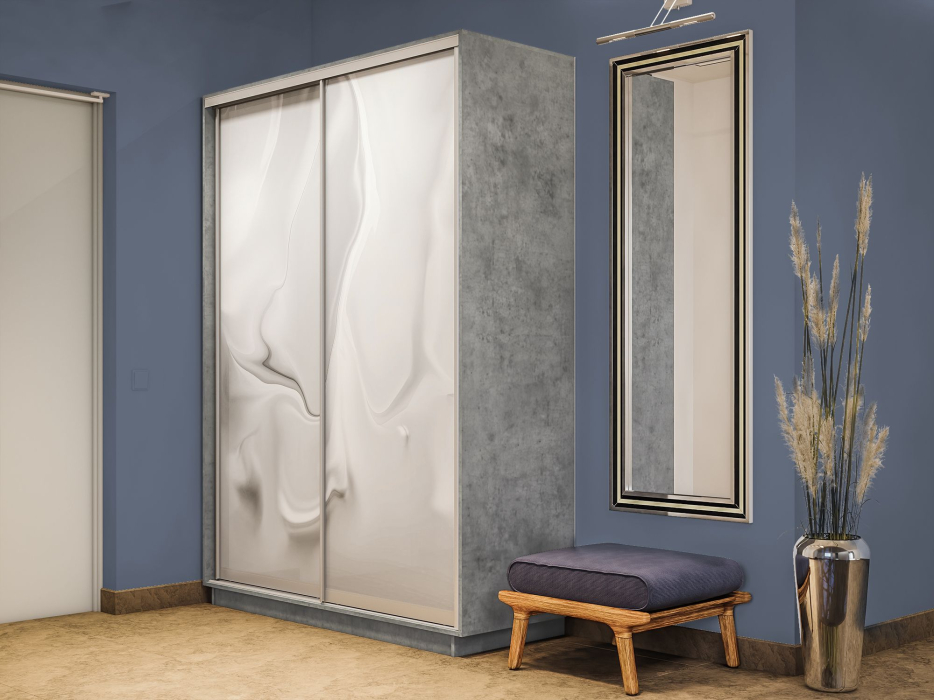 Шкафы-купе 2-х дверные, Шкаф-купе Экспресс 2-х дверный Фотопечать Шелк Стекла 160х60х220