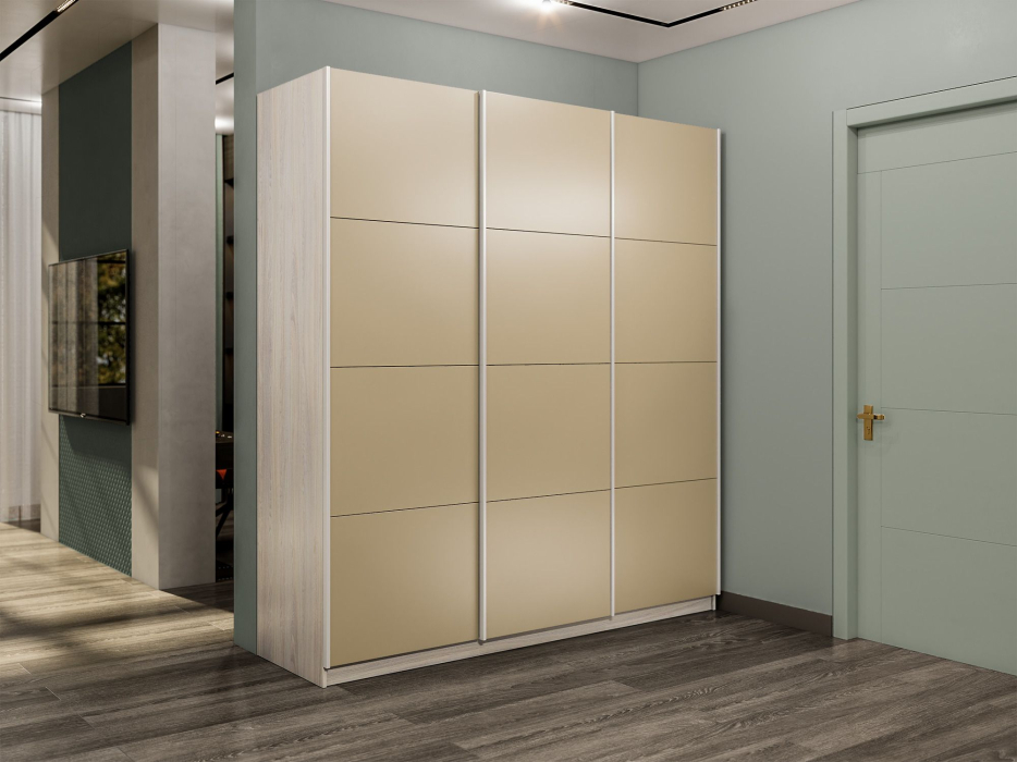 Шкафы-купе 3-х дверные, Шкаф-купе Прайм Широкий 3-х дверный Стекла фисташка/Доводчики 240х57х230