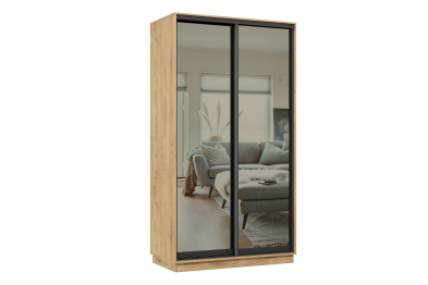 Шкаф-купе Премьер 01 (01ЗГ;01ЗГ) фасады зеркало графит/двухдверный/Профиль чёрный муар