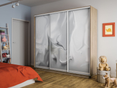 Шкафы-купе 3-х дверные, Шкаф-купе Экспресс 3-х дверный Фотопечать Шелк Стекла 180х60х220