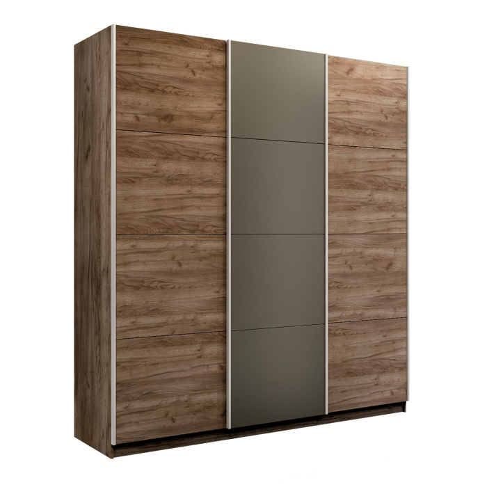Шкафы-купе 3-х дверные, Шкаф-купе Прайм 3-х дверный Стекла хаки/ДСП/Доводчики 210х57х230
