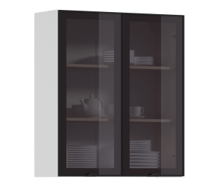 Регина РП-180 Полка Белый/Витрина алюминий Черный матовый/стекло Бронза